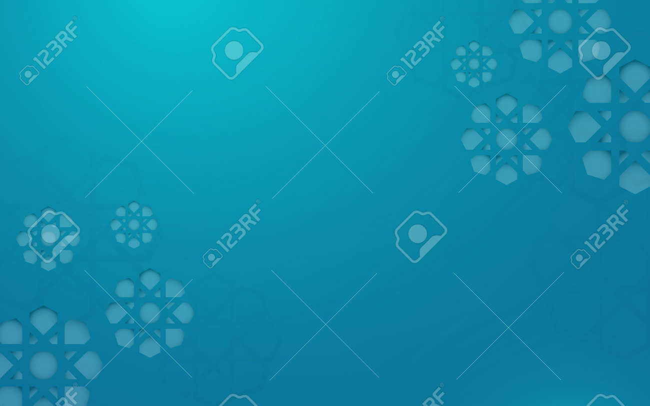 Abstract geometric Islamic decoration pattern on blue space for your design background. Vector illustration - 169445340 Abstract geometric Islamic decoration pattern on blue space for your design background. Vector illustration - 169445340
