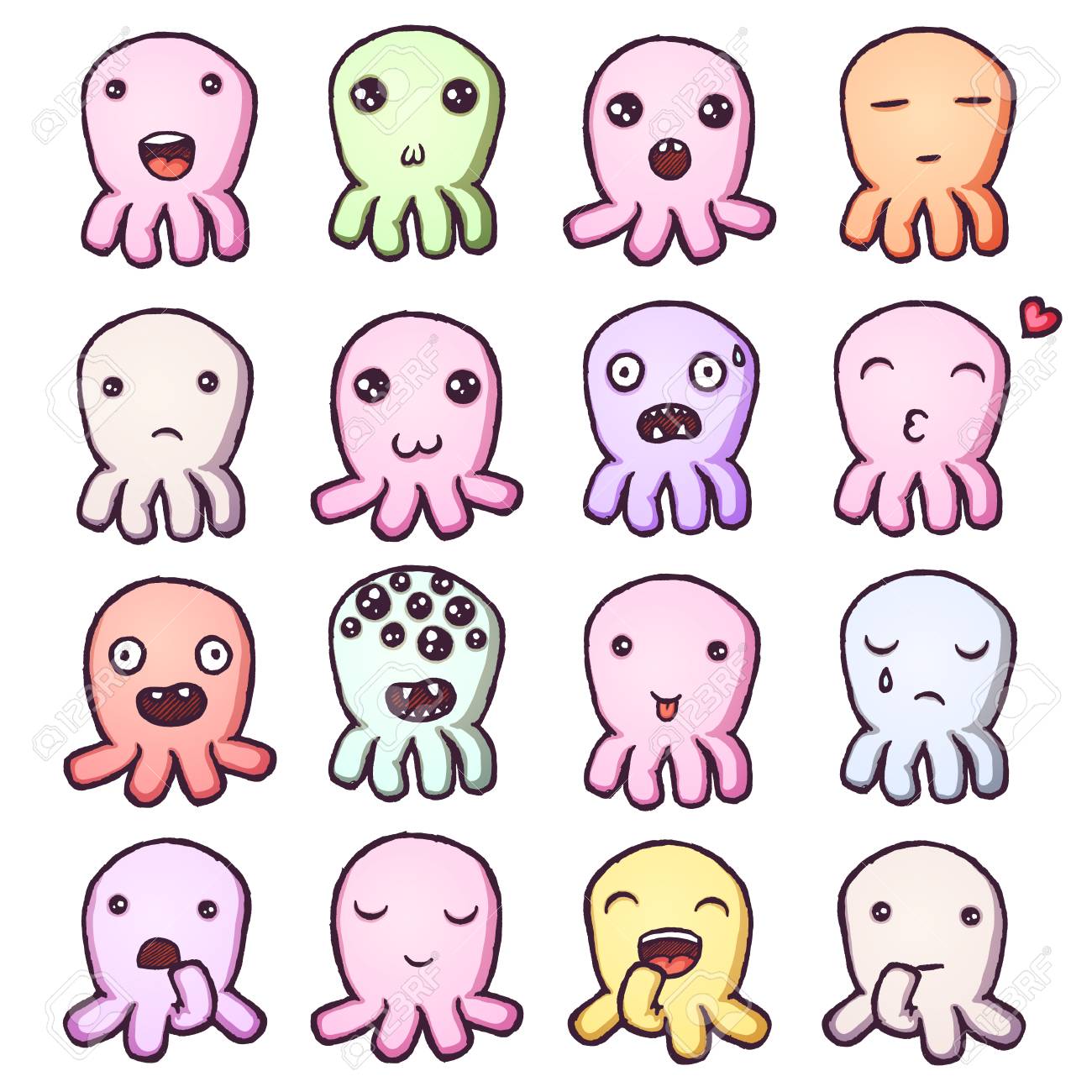 かわいい小さな怪獣顔のセットです のイラスト素材 ベクタ Image かわいい小さな怪獣顔のセットです のイラスト素材 ベクタ Image