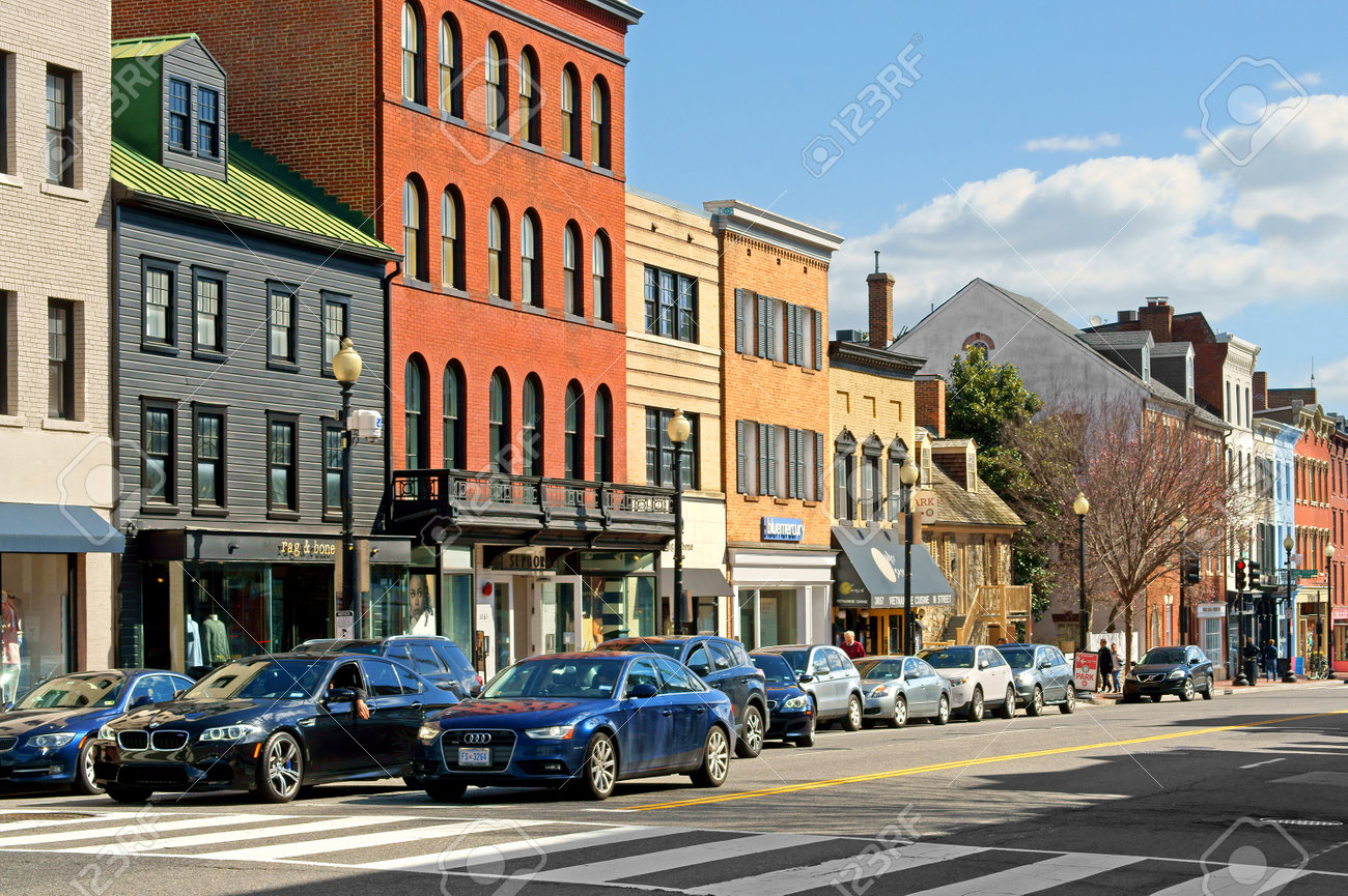도시 전망. 워싱턴 DC 북서쪽에 위치한 조지타운, 유서 깊은 동네 및 상업 및 엔터테인먼트 지구 로열티 무료 사진, 그림, 이미지  그리고 스톡포토그래피. Image 163031928