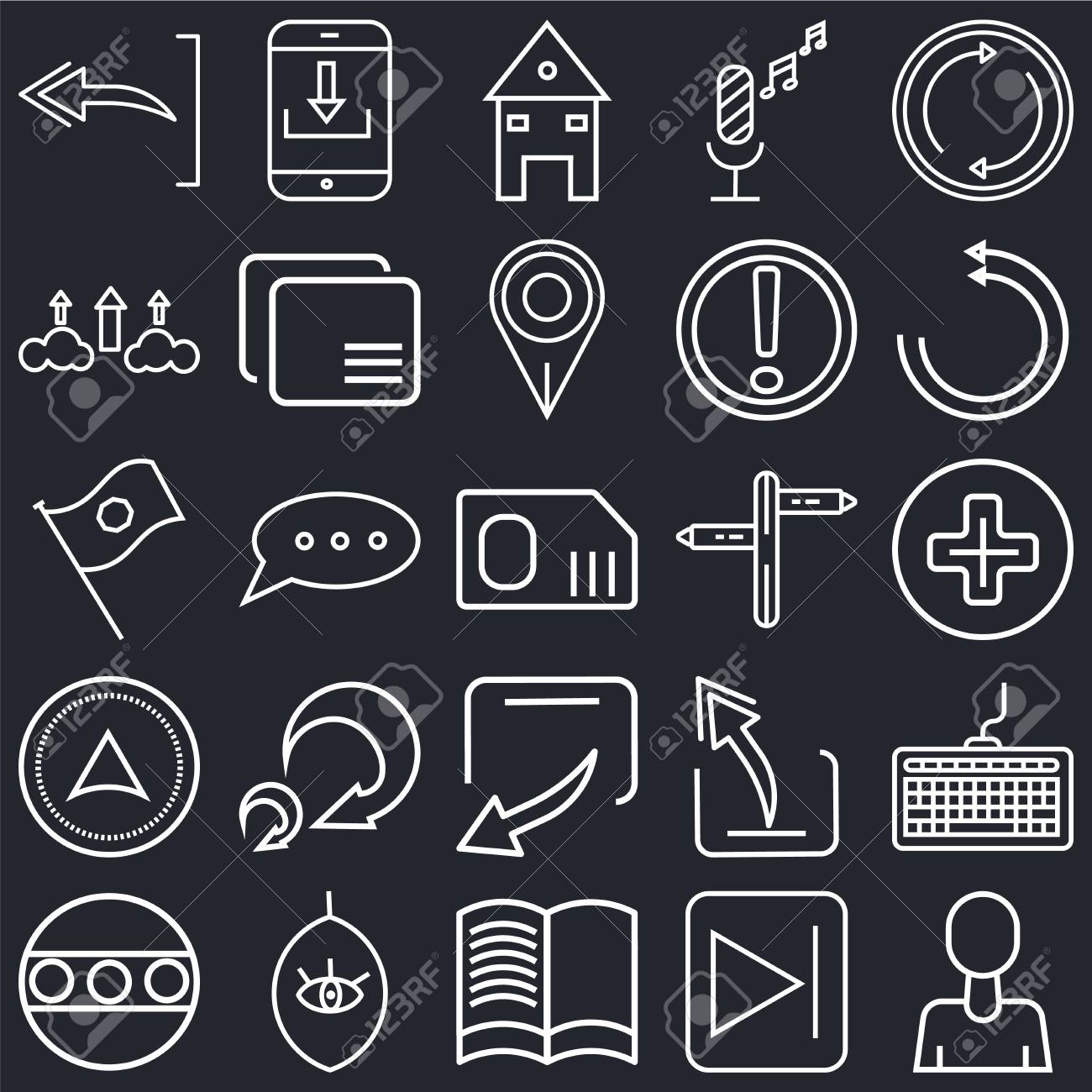 Set Of 25 Simple Editable Icons Such As User Avatar, Add, Reload.
