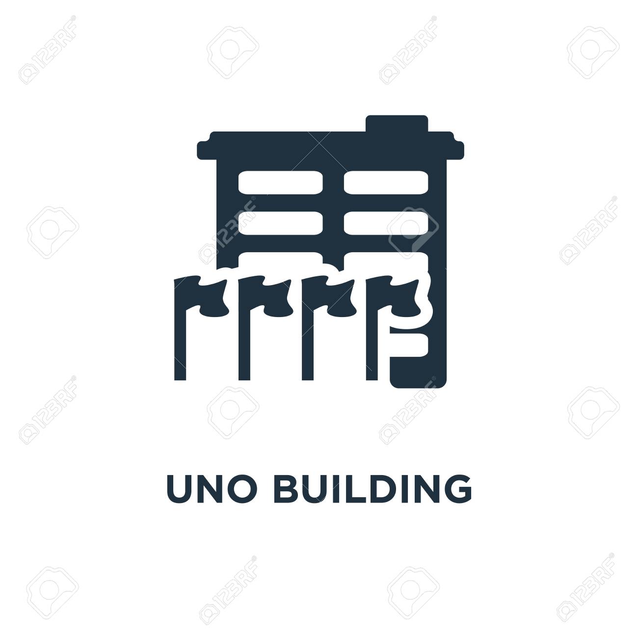 UNO Building icon. Black filled vector illustration. UNO Building symbol on white background. Can be used in web and mobile. - 112278184 UNO Building icon. Black filled vector illustration. UNO Building symbol on white background. Can be used in web and mobile. - 112278184