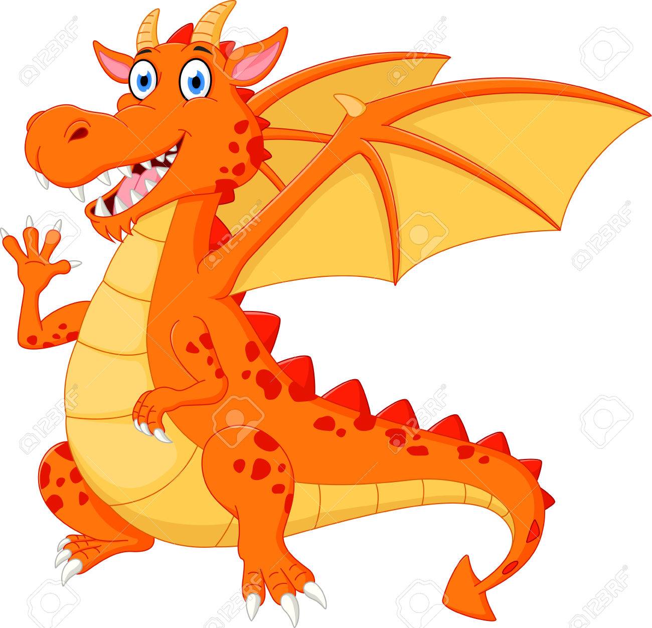Gluckliche Drachen Cartoon Winken Hand Lizenzfrei Nutzbare Vektorgrafiken Clip Arts Illustrationen Image 44578941