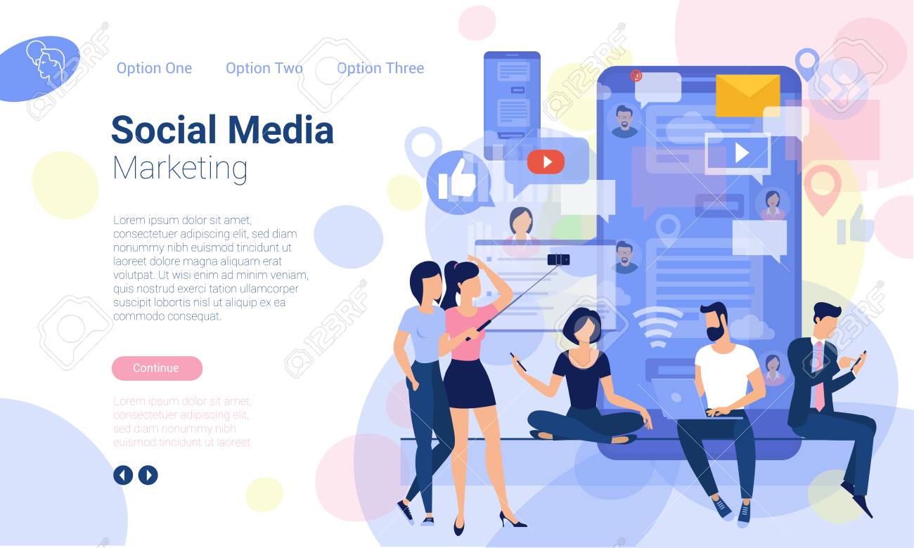 flat design web page template for social media digital marketing