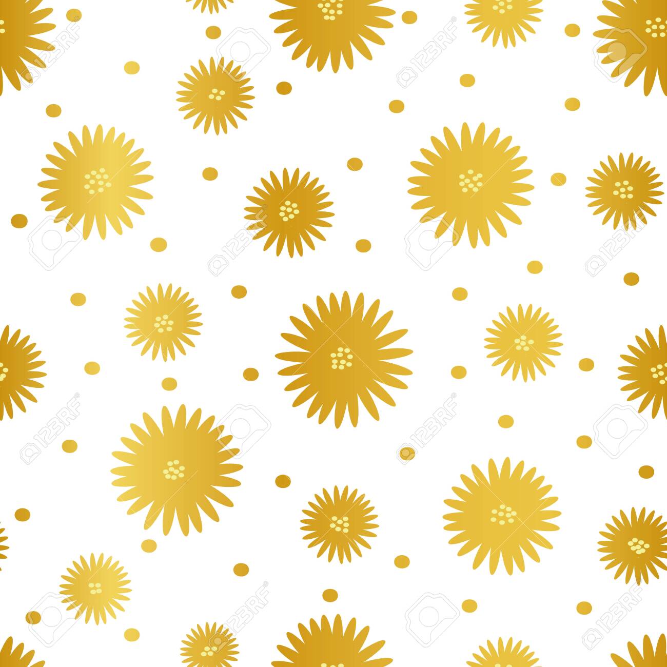 Vector Floral Gold Foil Dandelion Blossoms Like Pom Poms Seamless Royalty Free Cliparts Vectors And Stock Illustration Image