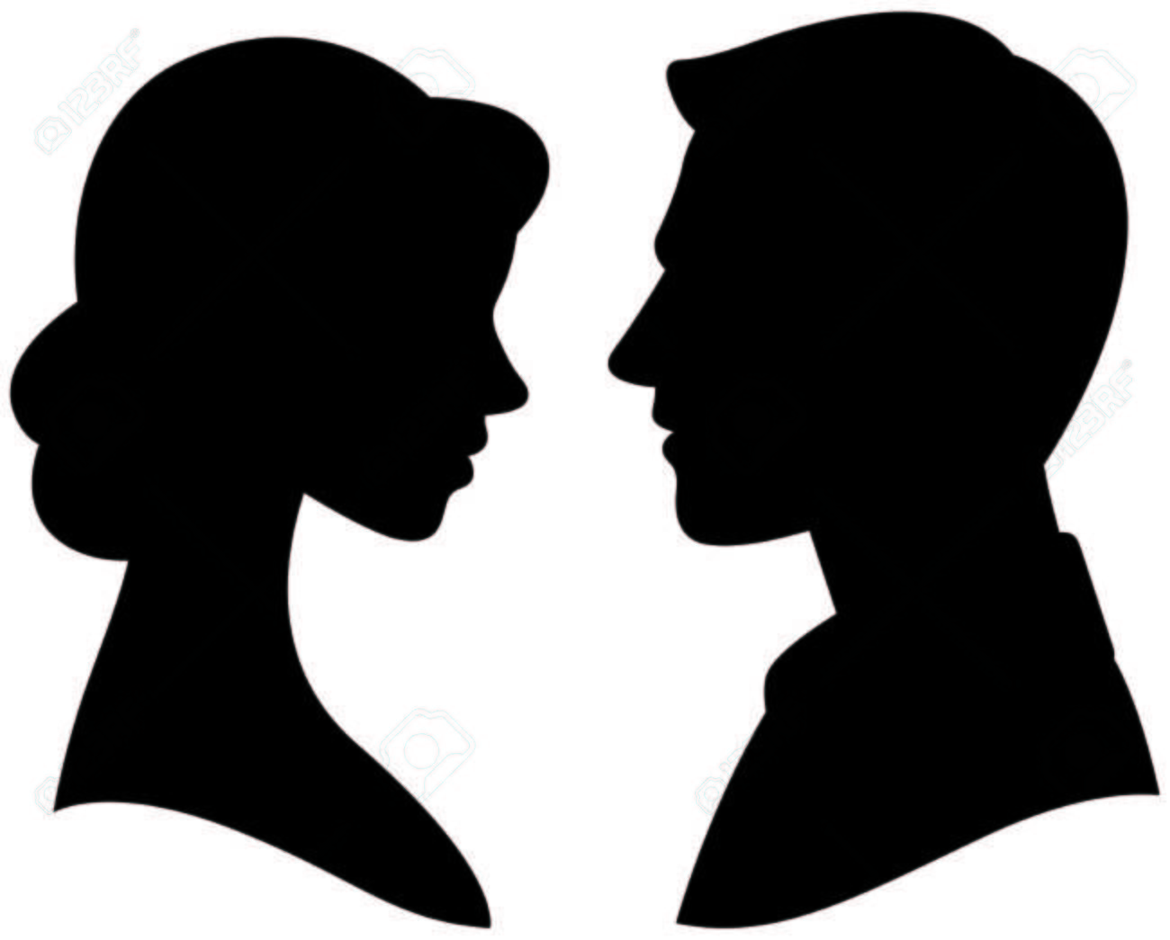 Vector Silhouette Cameo Mann Und Frau Portrat Im Profil Lizenzfrei Nutzbare Vektorgrafiken Clip Arts Illustrationen Image