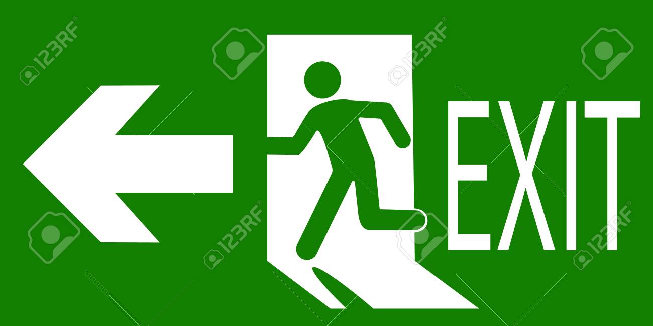 非常または火災の出口の徴候のイラスト素材 ベクタ Image