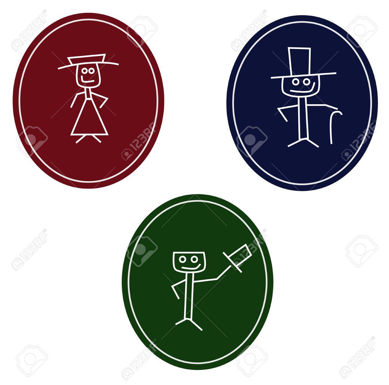 男と女の面白い記号 白いシルエットのイラスト素材 ベクタ Image