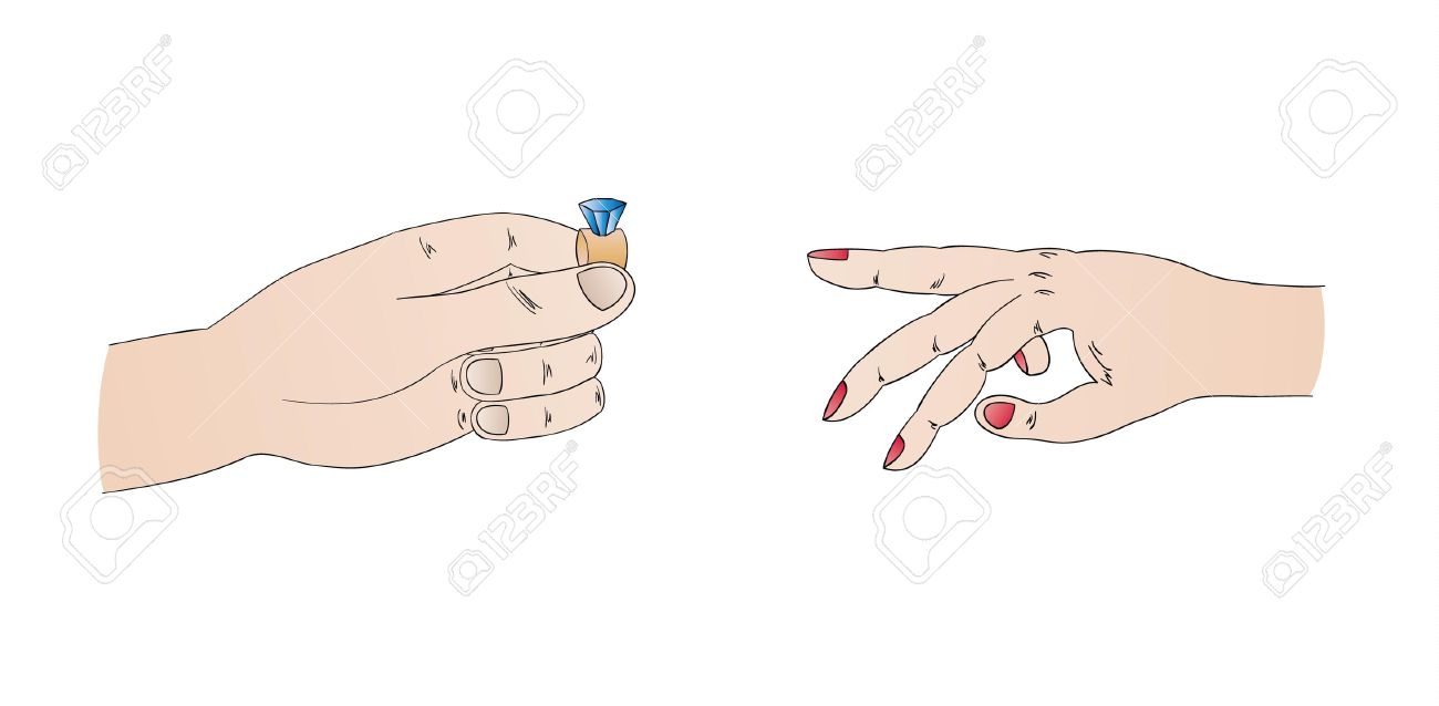 Marriage Proposal With Ring And Hands Isolated Royalty Free Cliparts Vectors And Stock Illustration Image