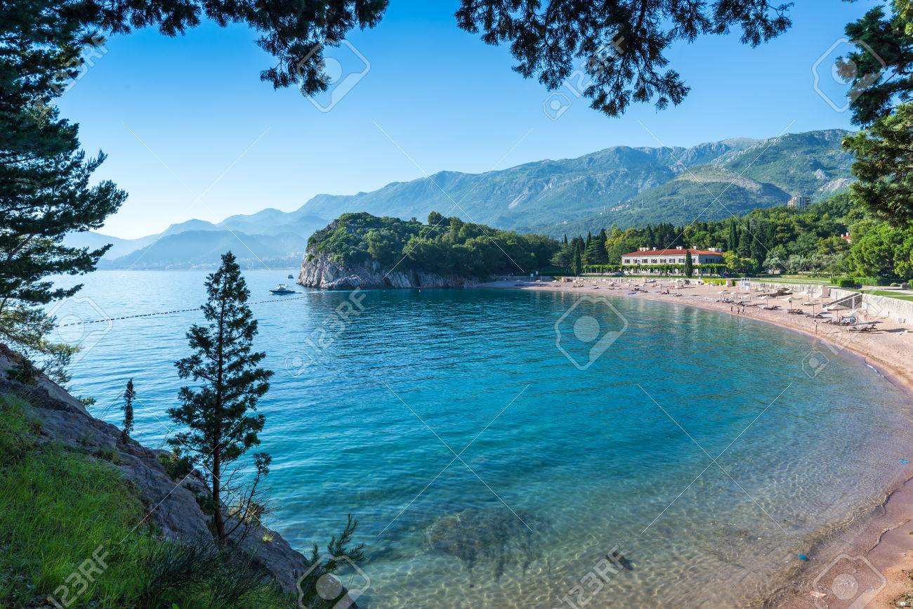 Blick Auf Den Strand Des Konigs Milocher Montenegro