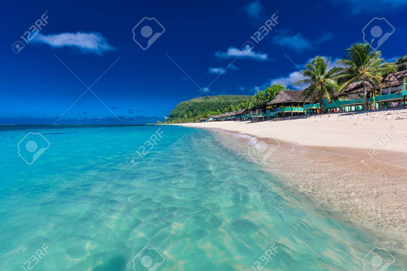 Lalomanu Beach With Open Huts Called Fales South Side Of Upolu Island Samoa Stock Photo Picture And Royalty Free Image Image