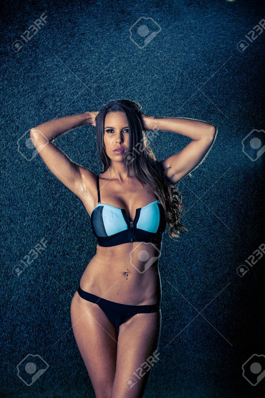 black and blue bikini