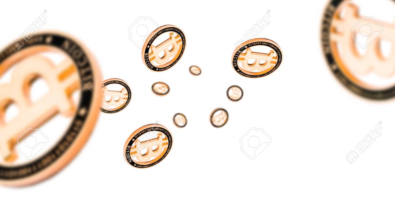 비트코인캐시. 금이 떨어지는 암호화폐. 떨어지는 동전 흰색 절연입니다. 라이트코인, 이더리움 암호화폐 배경. 비트코인 개념 로열티 무료  사진, 그림, 이미지 그리고 스톡포토그래피. Image 136735441