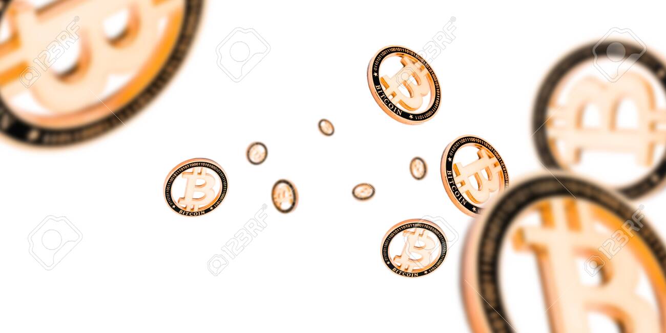 비트코인캐시. 금이 떨어지는 암호화폐. 떨어지는 동전 흰색 절연입니다. 라이트코인, 이더리움 암호화폐 배경. 비트코인 개념 로열티 무료  사진, 그림, 이미지 그리고 스톡포토그래피. Image 136735529