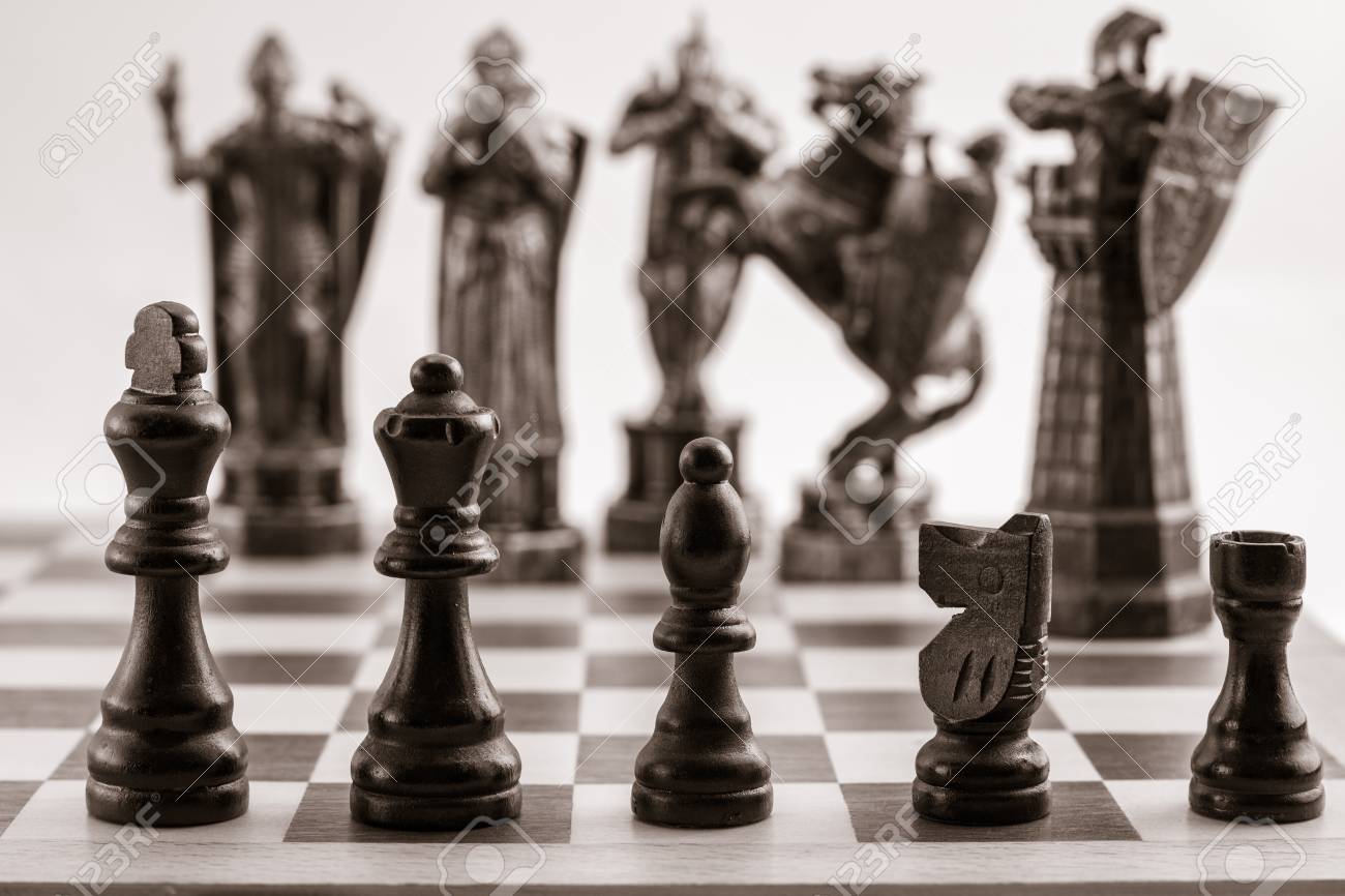 classic black chess pieces