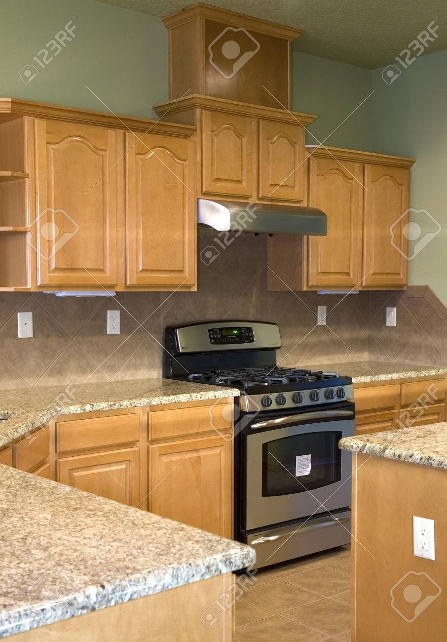 Lime Green Walls Make For A Unique Kitchen Stock Photo Picture