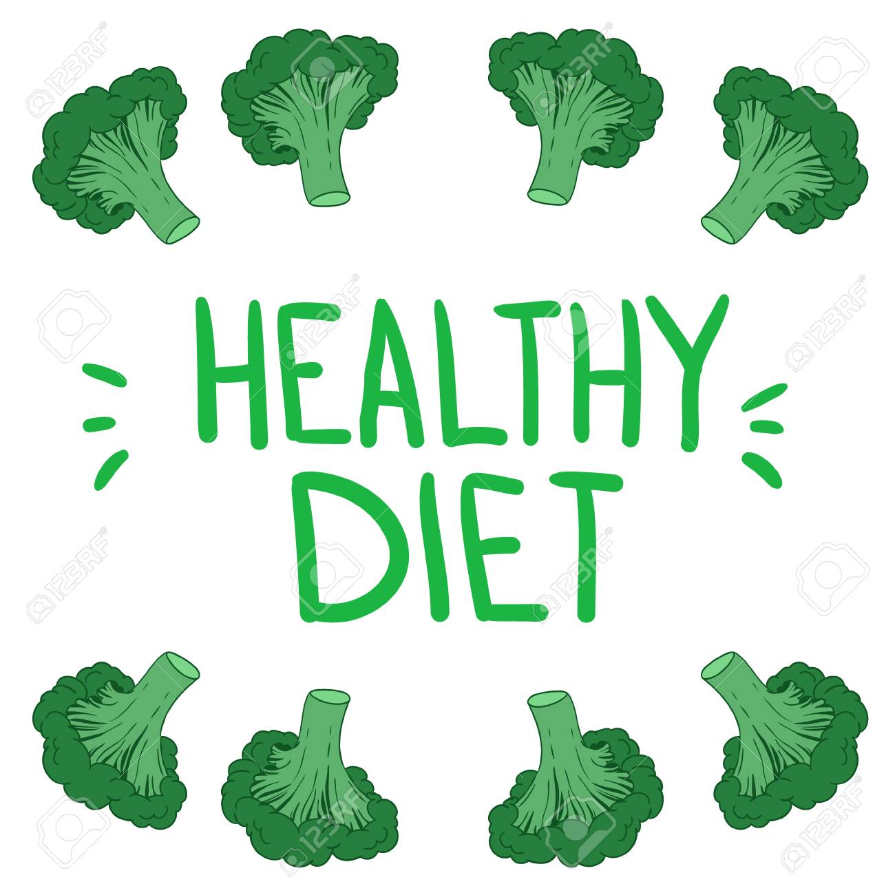 手描きの背景イラストです ブロッコリーとデザインを作成するテンプレートです 健康的な食事 のイラスト素材 ベクタ Image