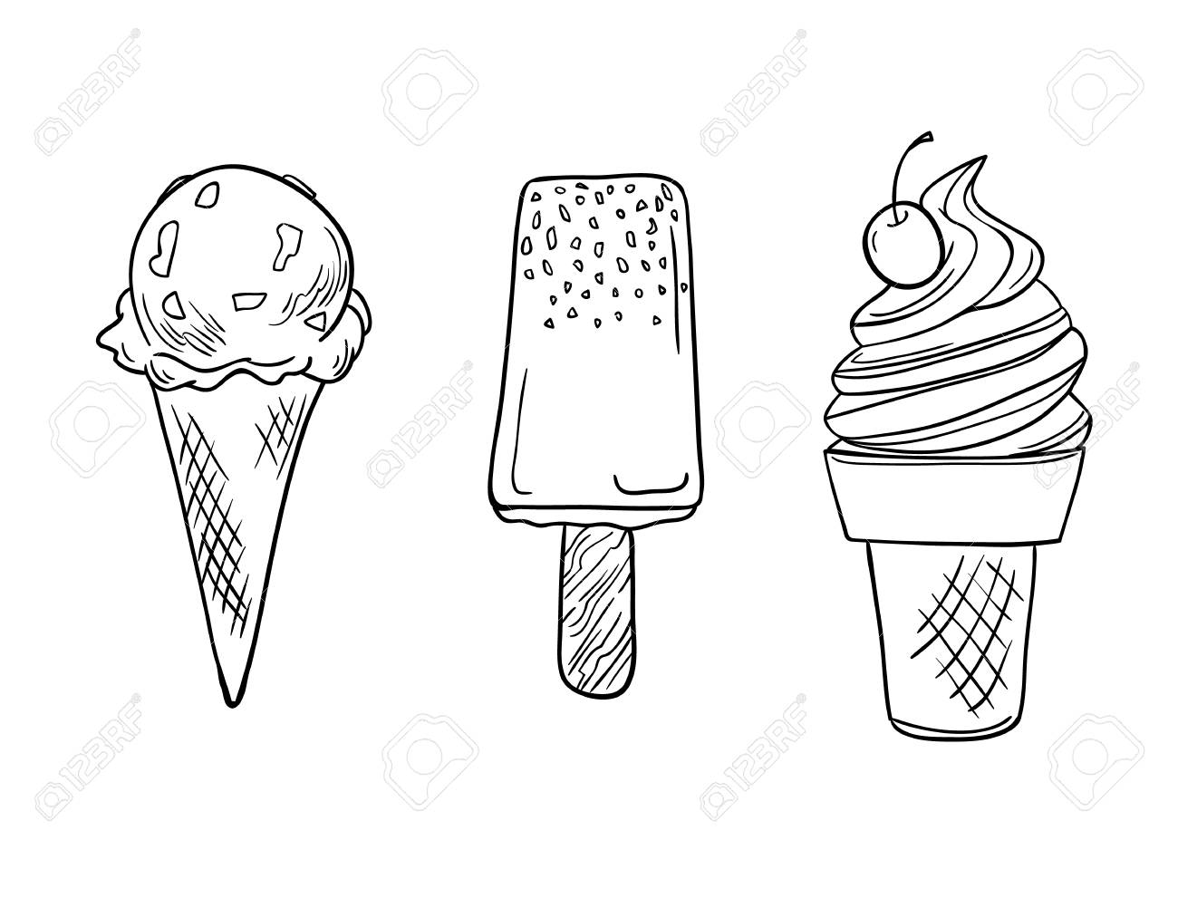Hand Drawn Vector Illustration Collection Of Ice Cream Royalty Free Cliparts Vectors And Stock Illustration Image Hand Drawn Vector Illustration Collection Of Ice Cream Royalty Free Cliparts Vectors And Stock Illustration Image