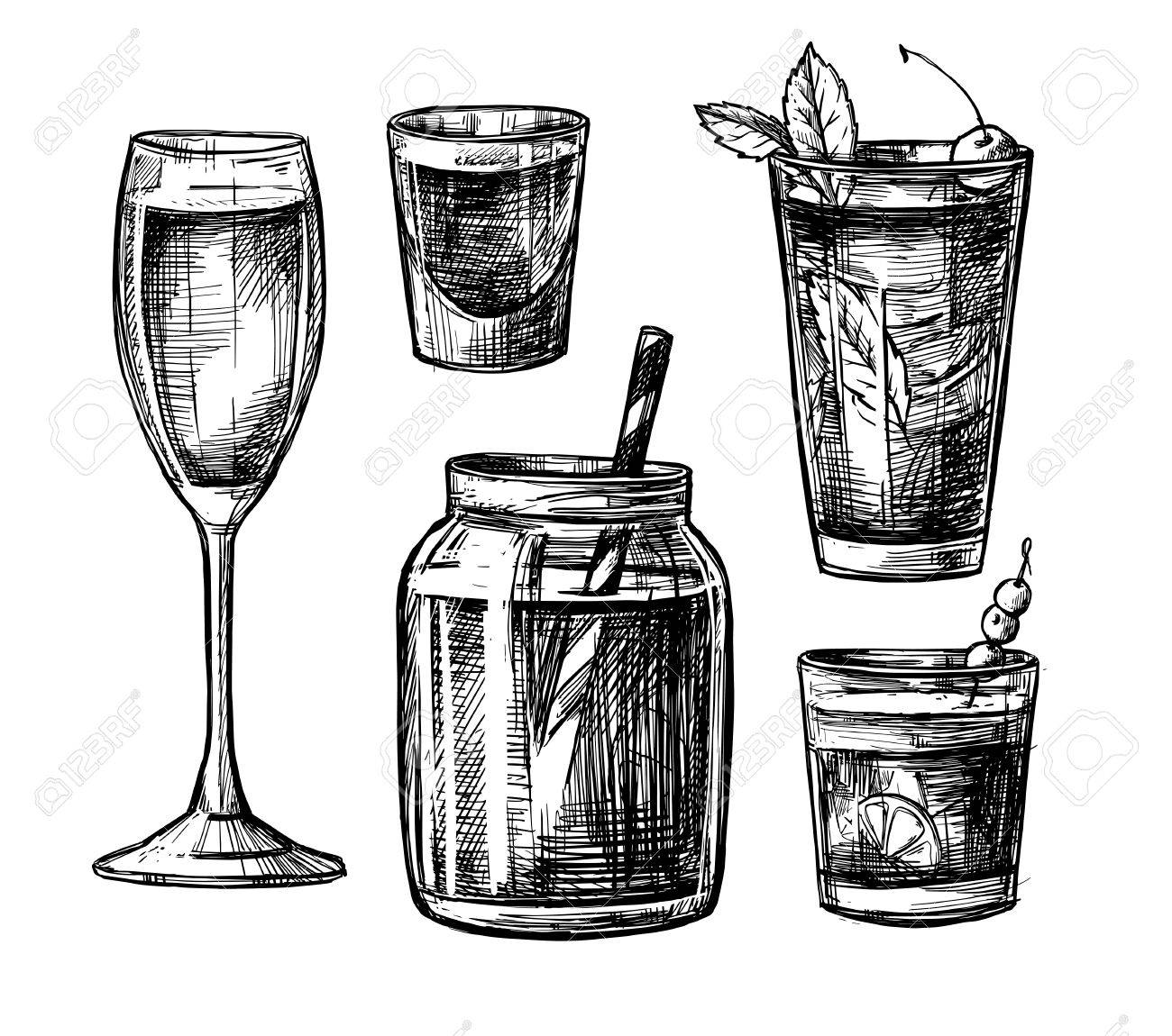 手描きのベクター グラフィック アルコールとノンアルコール 手描きのベクター グラフィック アルコールとノンアルコール