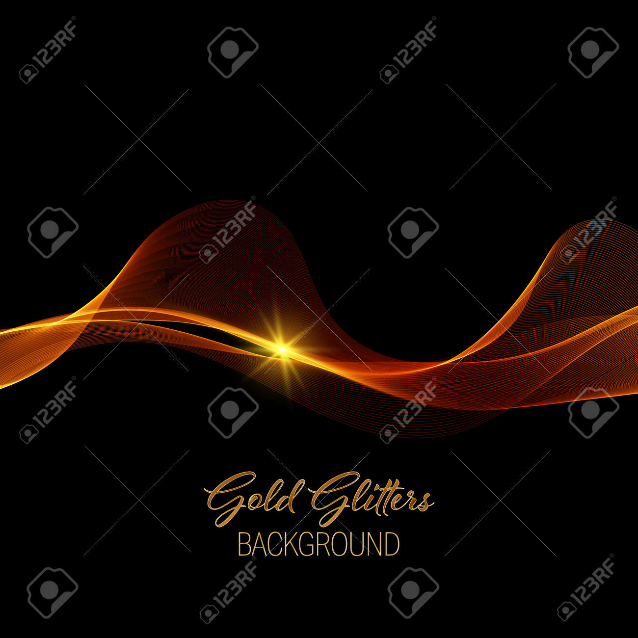 Abstract shiny color gold wave design element with gold glitter effect on dark background. - 165552990 Abstract shiny color gold wave design element with gold glitter effect on dark background. - 165552990