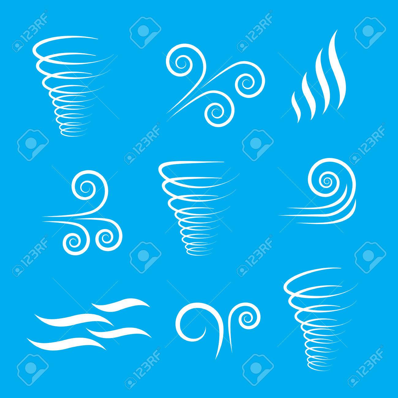 風アイコン自然 波の流れ 涼しい天候 気候 運動 のイラスト素材 ベクタ Image