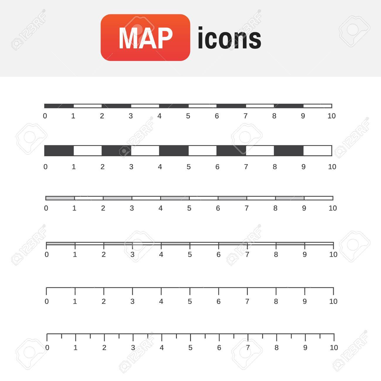 Scale Measure Map. Vector Map Scales Graphics For Measuring Distances  Royalty Free SVG, Cliparts, Vectors, and Stock Illustration. Image 86618395., image size:1299x1300