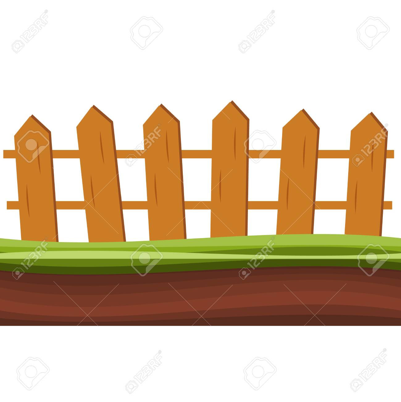 Cartoon Rural Wooden Fence In Green Grass Vector Illustration. Wood Farm  Fence Outdoor. Фотография, картинки, изображения и сток-фотография без  роялти. Image 112154399