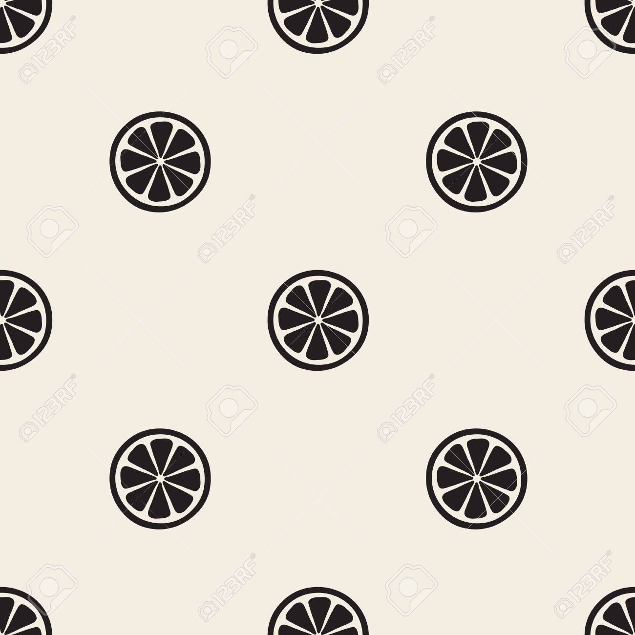 シームレスな白黒オレンジ スライス パターン背景のイラスト素材 ベクタ Image