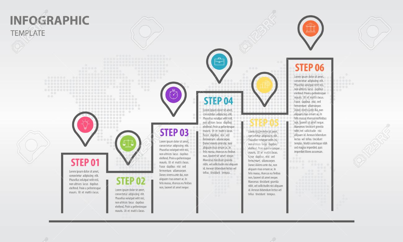 infographic graph design template 6 step royalty free cliparts