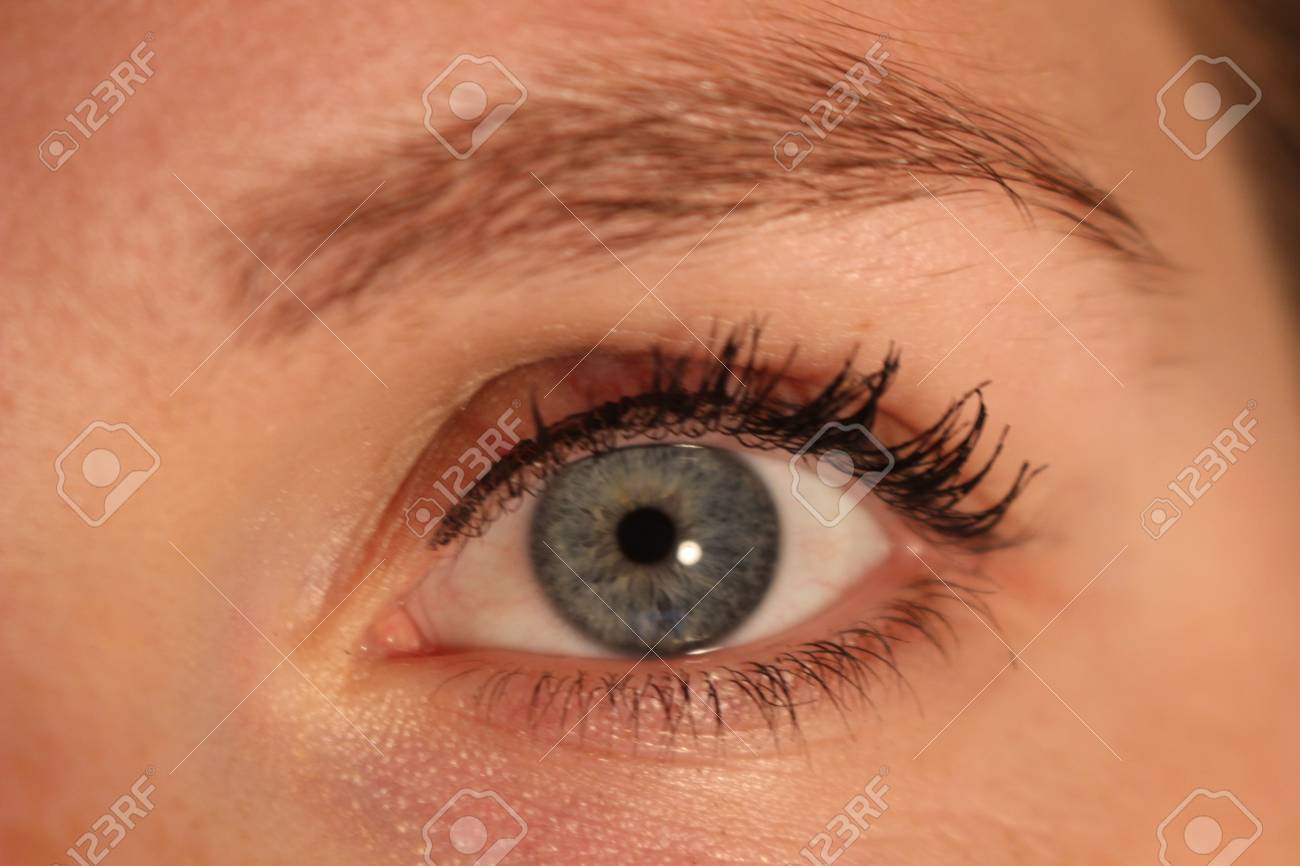 Beautiful Blue Woman Single Eye Close Up Stock Photo Picture And