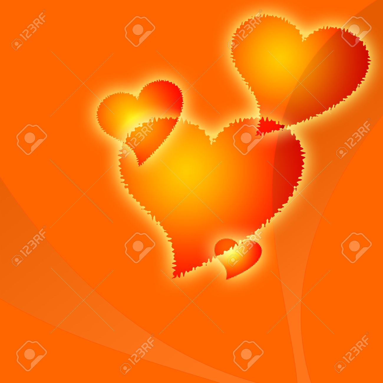 valentine card four orange hearts are ideal valentines day