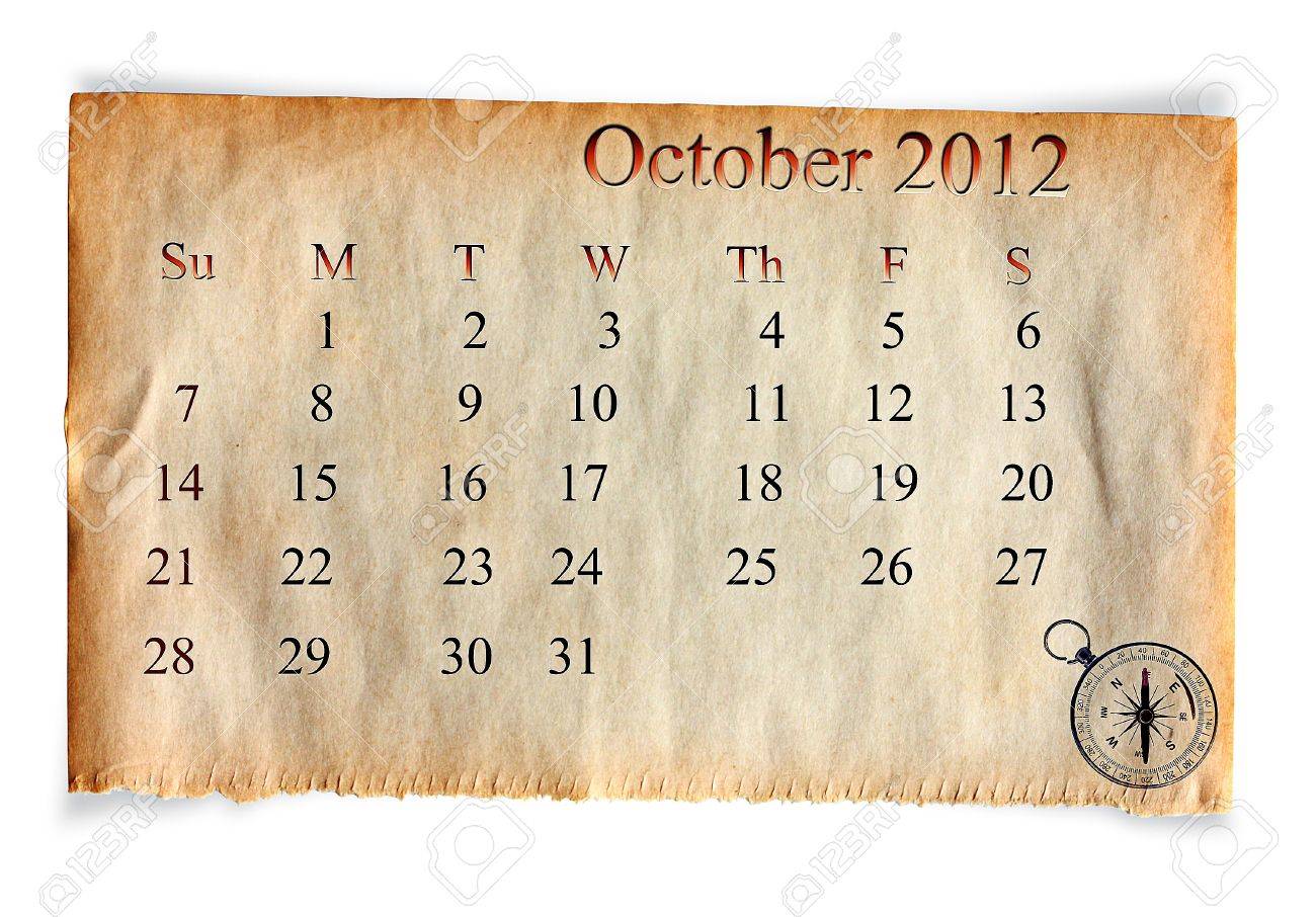 Calendar 12 October On Vintage Old Paper Background Stock Photo Picture And Royalty Free Image Image