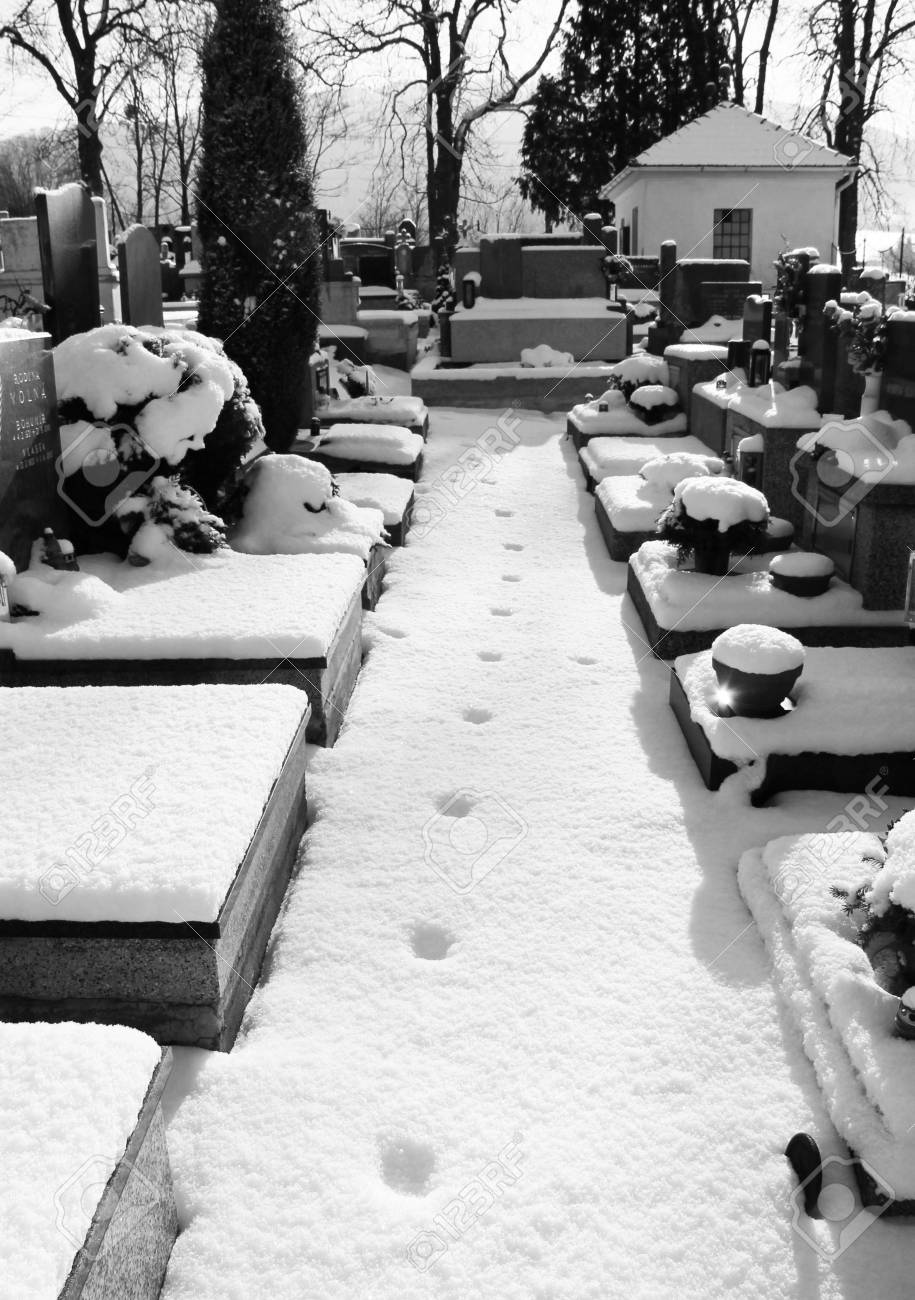 53966751-algunas-tumbas-en-el-cementerio-y-la-l%C3%ADnea-extra%C3%B1a-de-huellas-en-la-nieve-en-blanco-y-negro.jpg