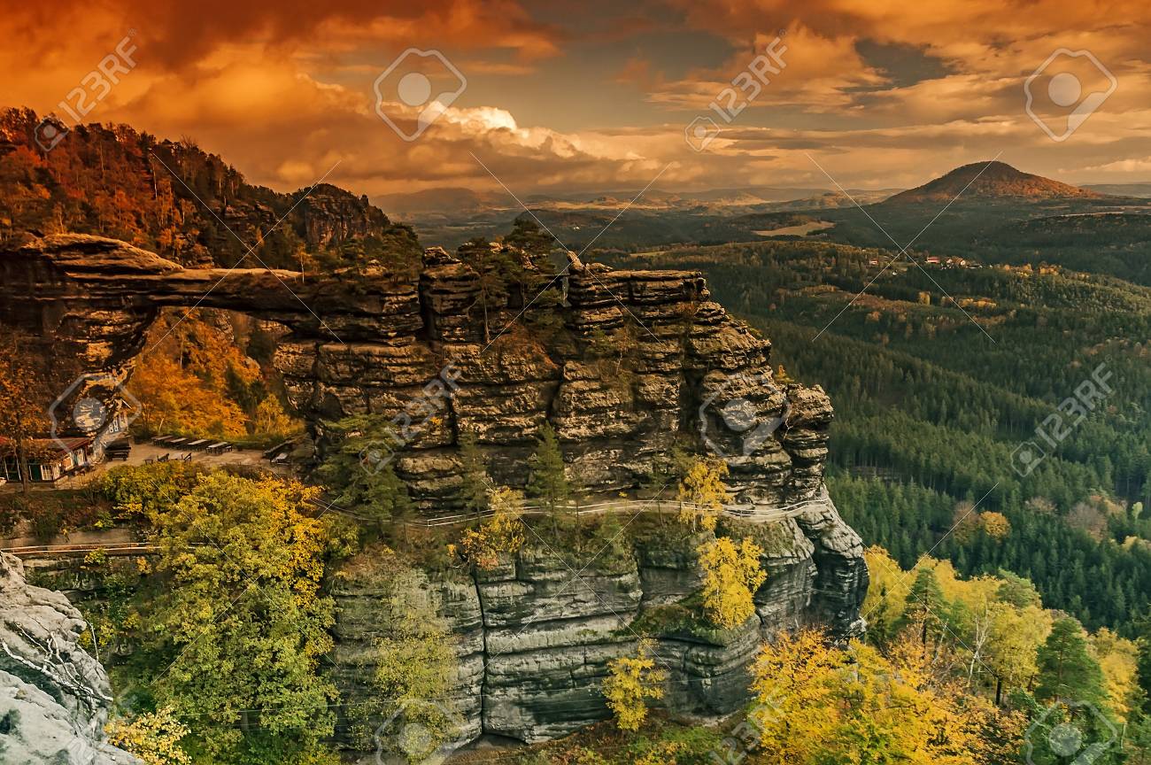 autumn view of the landscape around the pravcice gate in czech