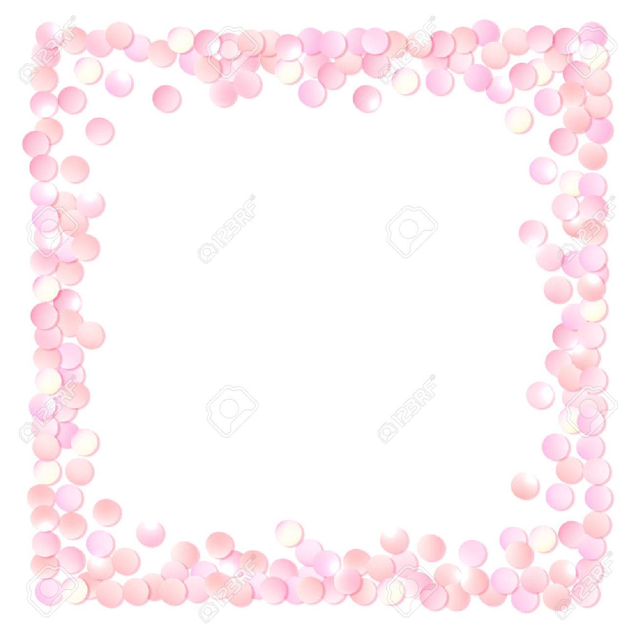 pink realistic square confetti frame design template for gift certificate voucher ad