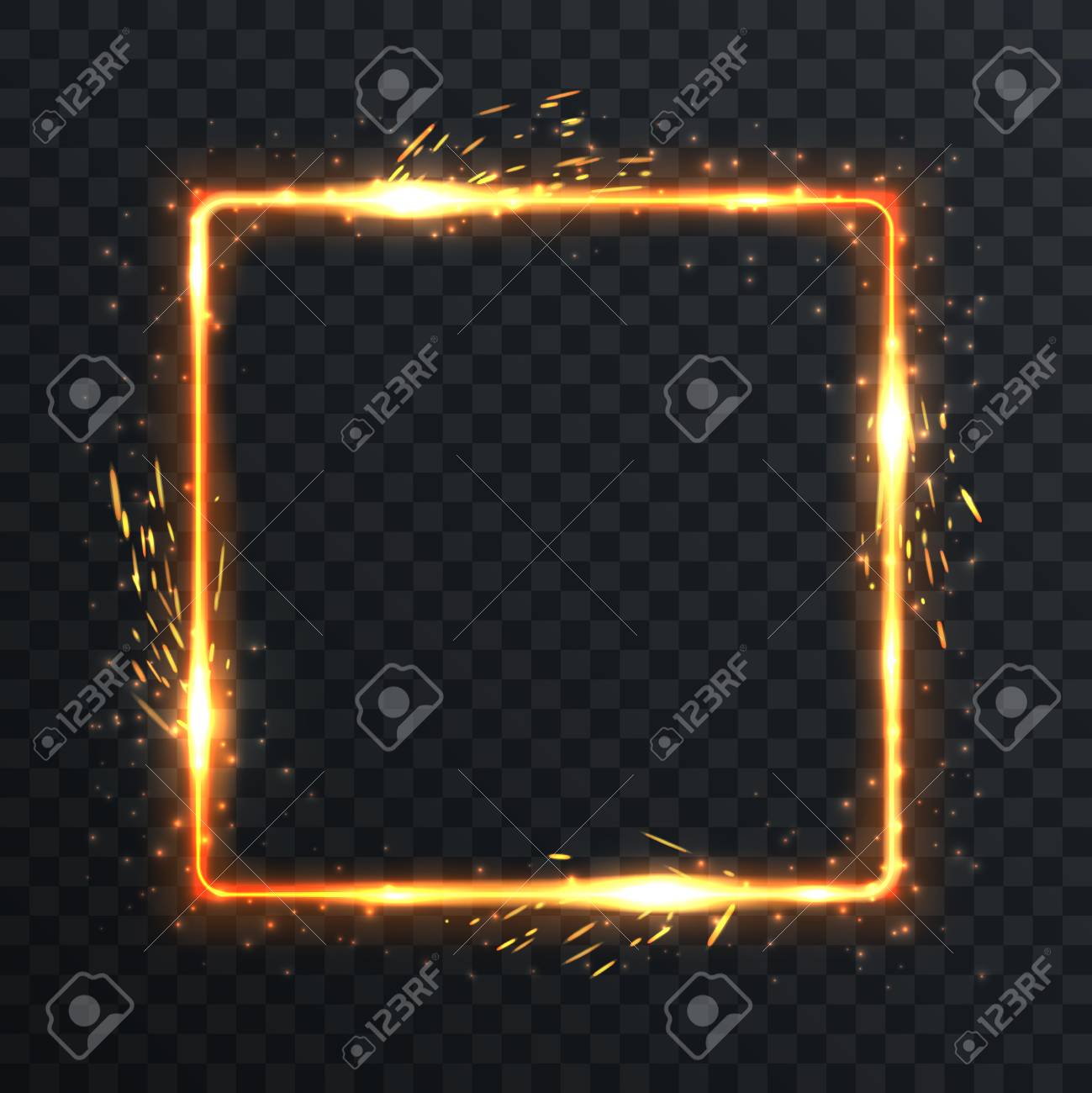 現実的な正方形の光は火と花火輝く炎フレーム ベクトル透明な背景のテンプレート イラスト のイラスト素材 ベクタ Image 1957