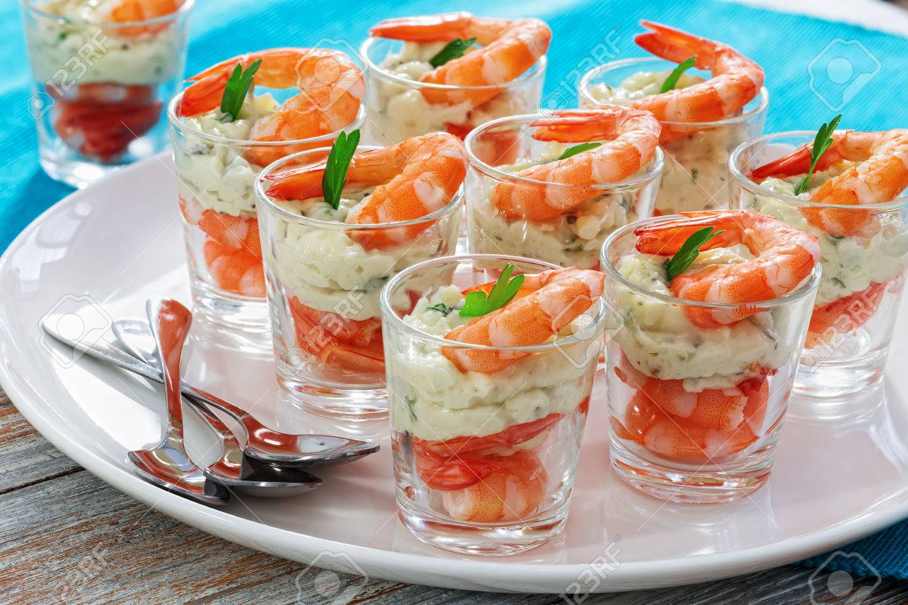 Cocktail Individuel De Crevettes Cocktail Avec Une Delicieuse