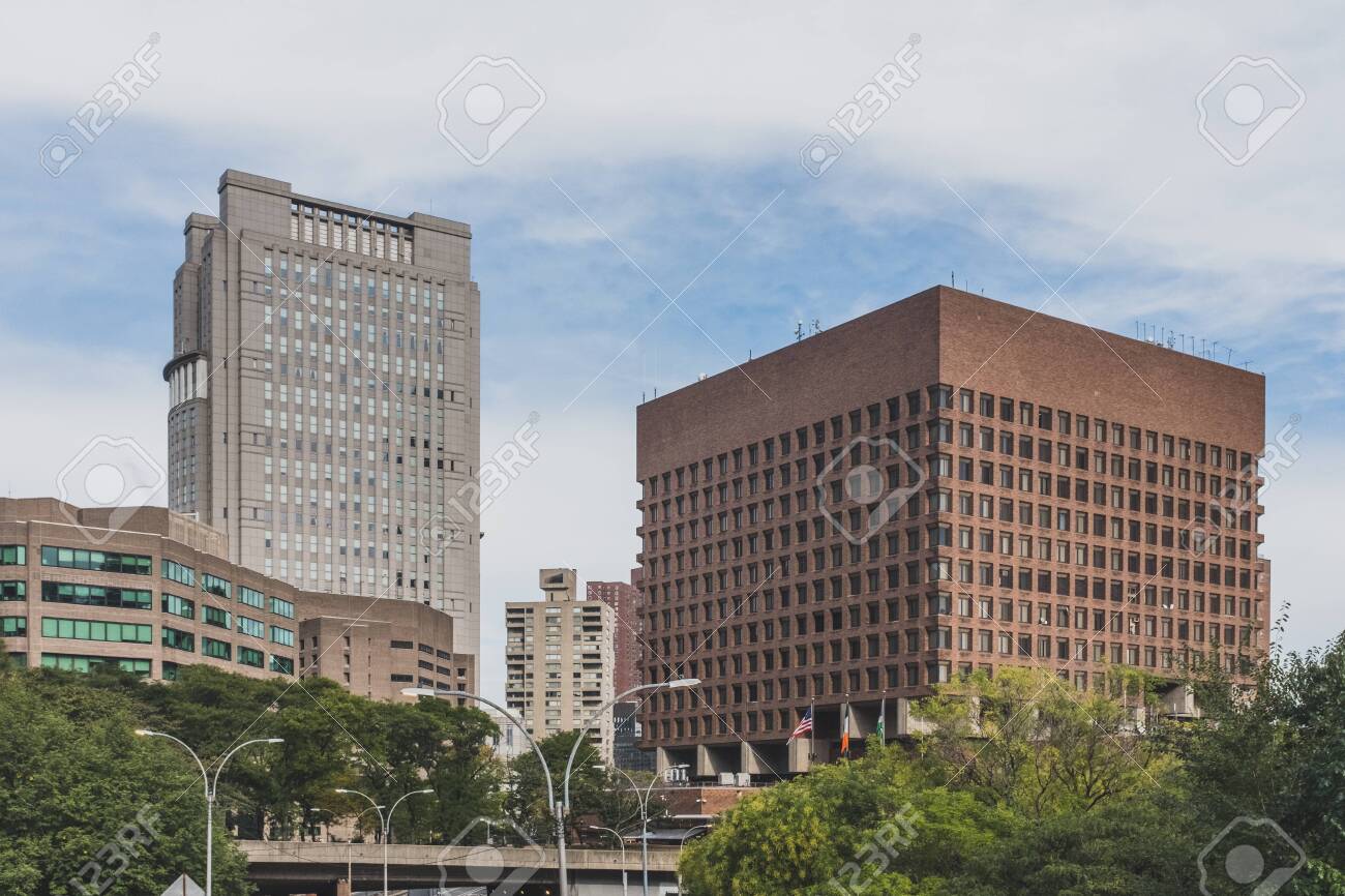 new york city usa oct 19 2018 view of new york police department new york city department of buildings
