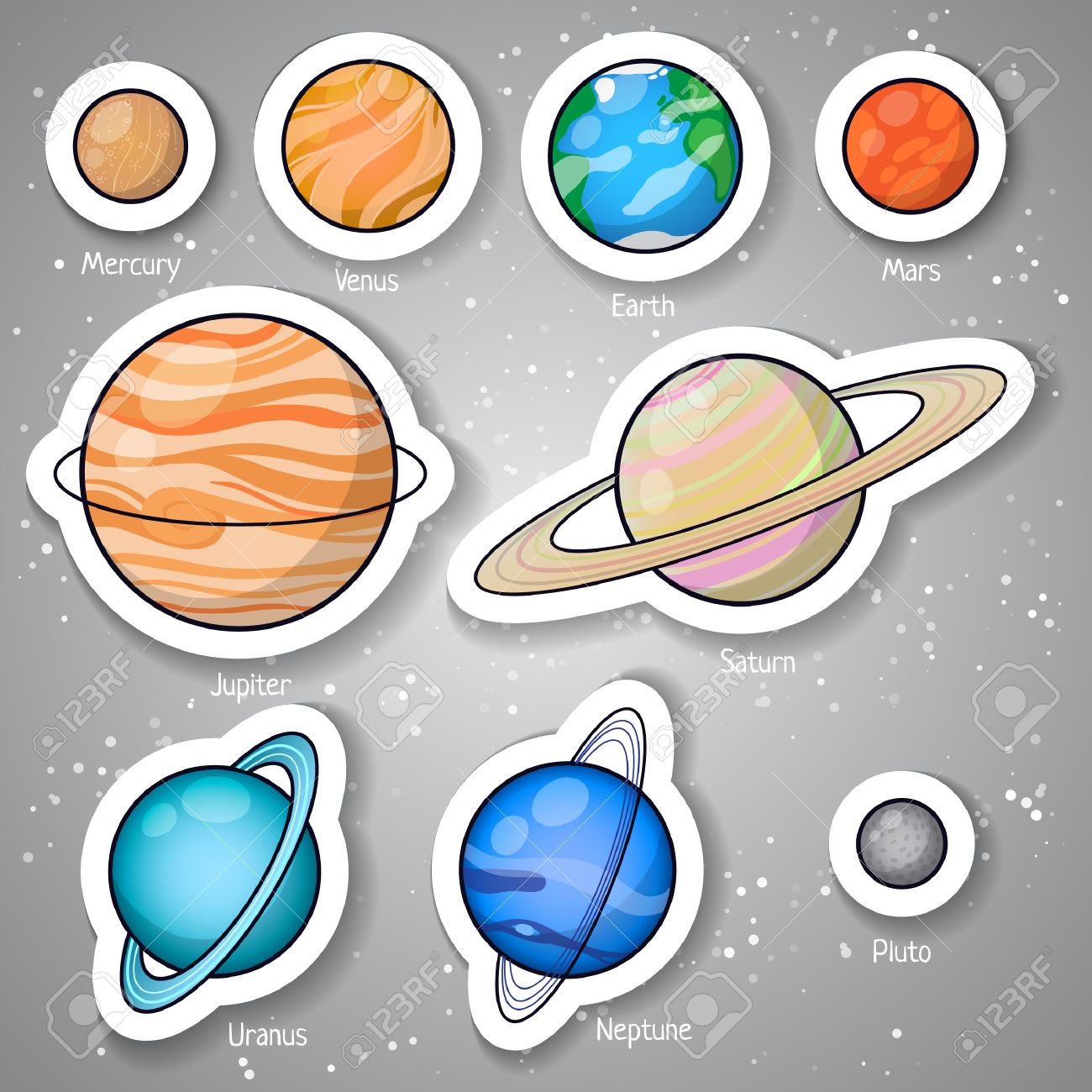 Set Of Solar System Planets Mercury Venus Earth Mars Jupiter