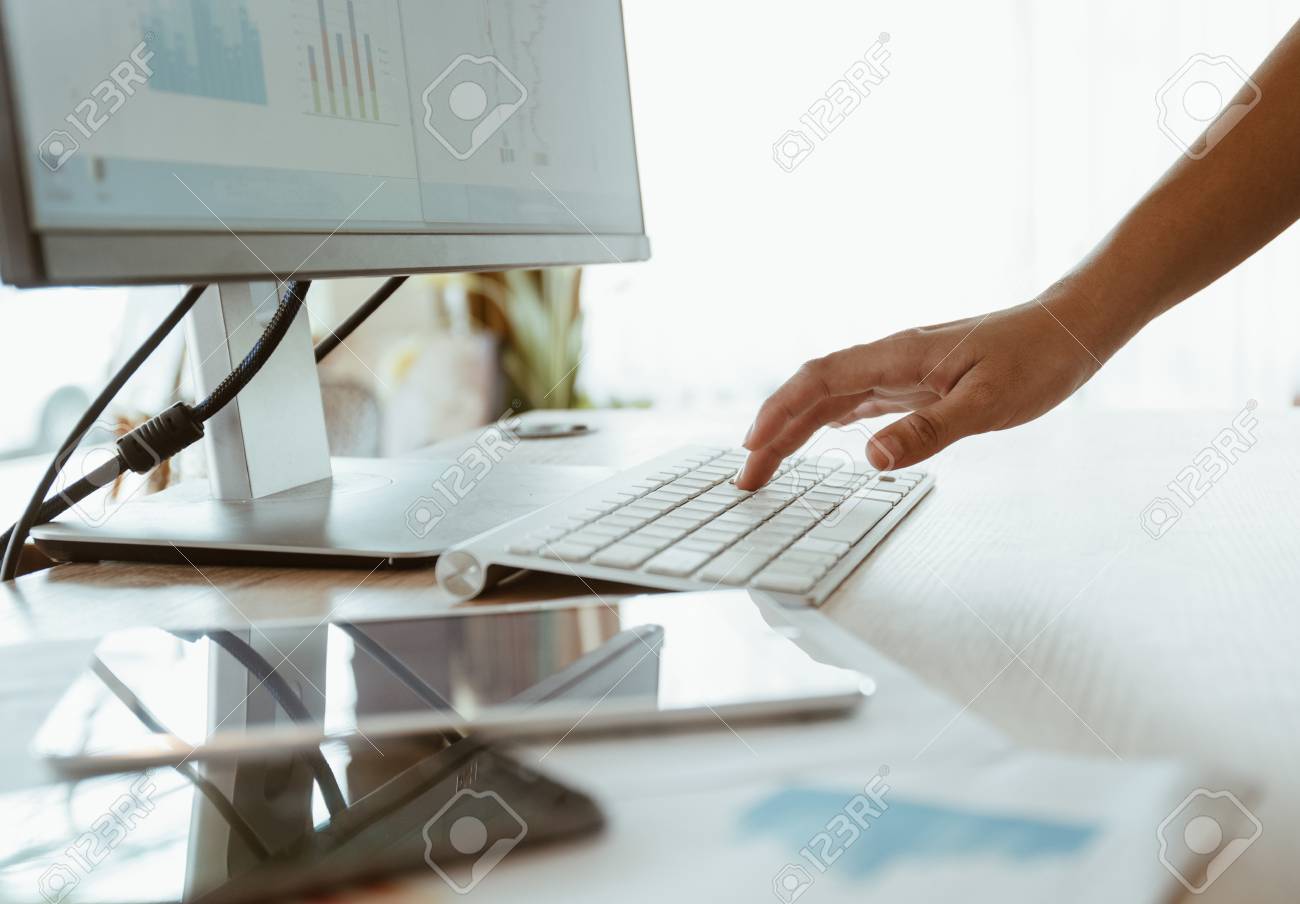 Working Day In Office,workplace Table And Office Desk Close Up Hand Stock  Photo, Picture and Royalty Free Image. Image 82063333.
