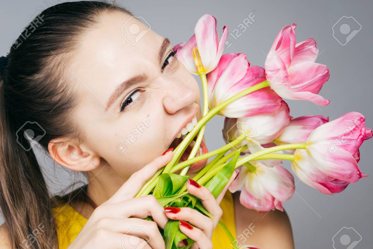 yellow dress with pink flowers