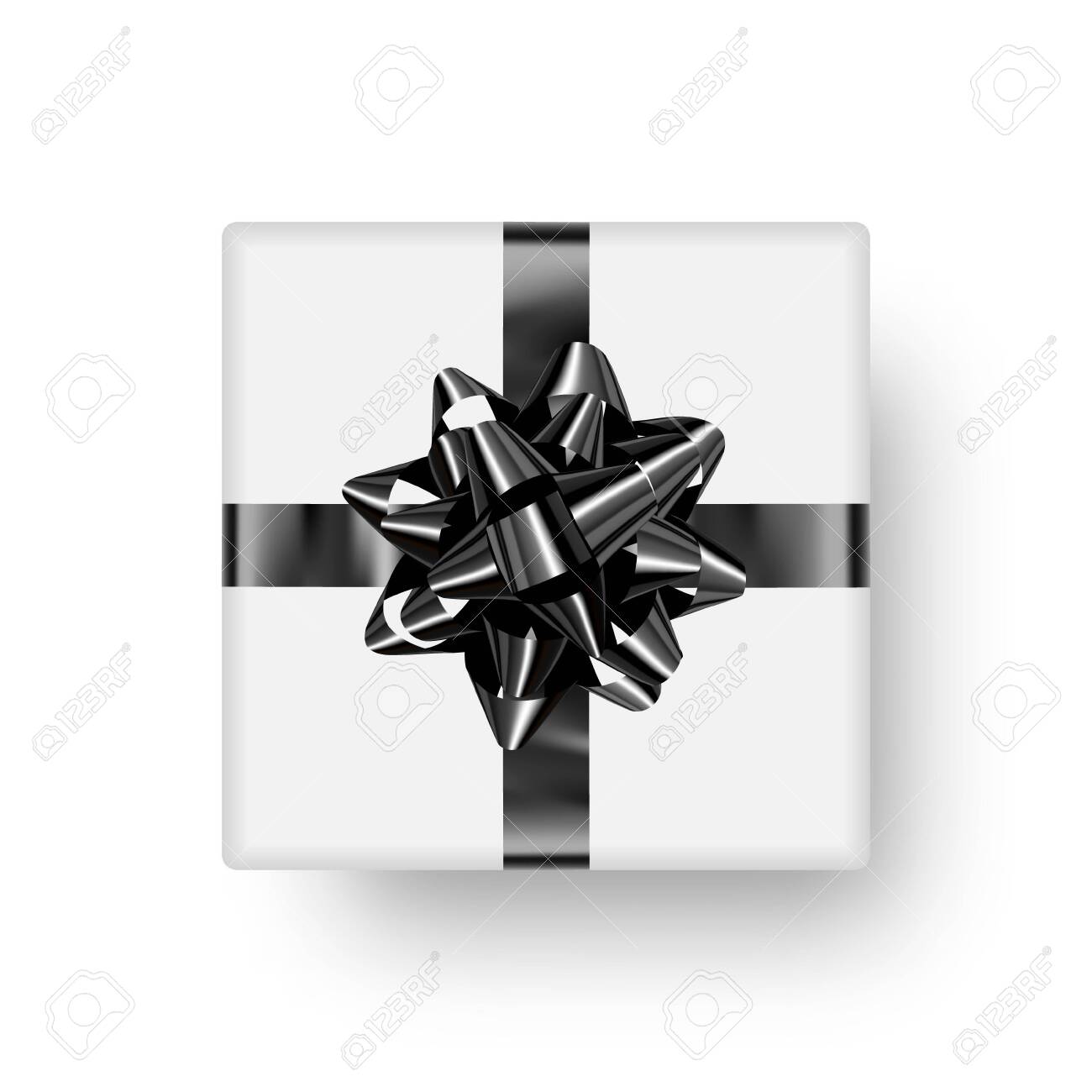 White Gift Box With Shiny Bow And Realistic Shadow Isolated On Royalty Free Cliparts Vectors And Stock Illustration Image