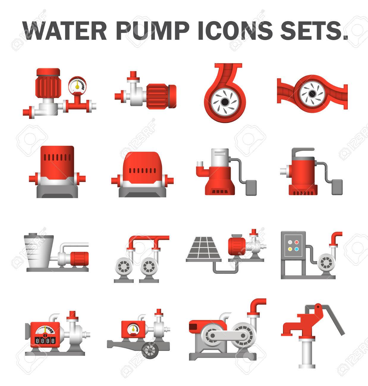 水ポンプのアイコンを設定します のイラスト素材 ベクタ Image