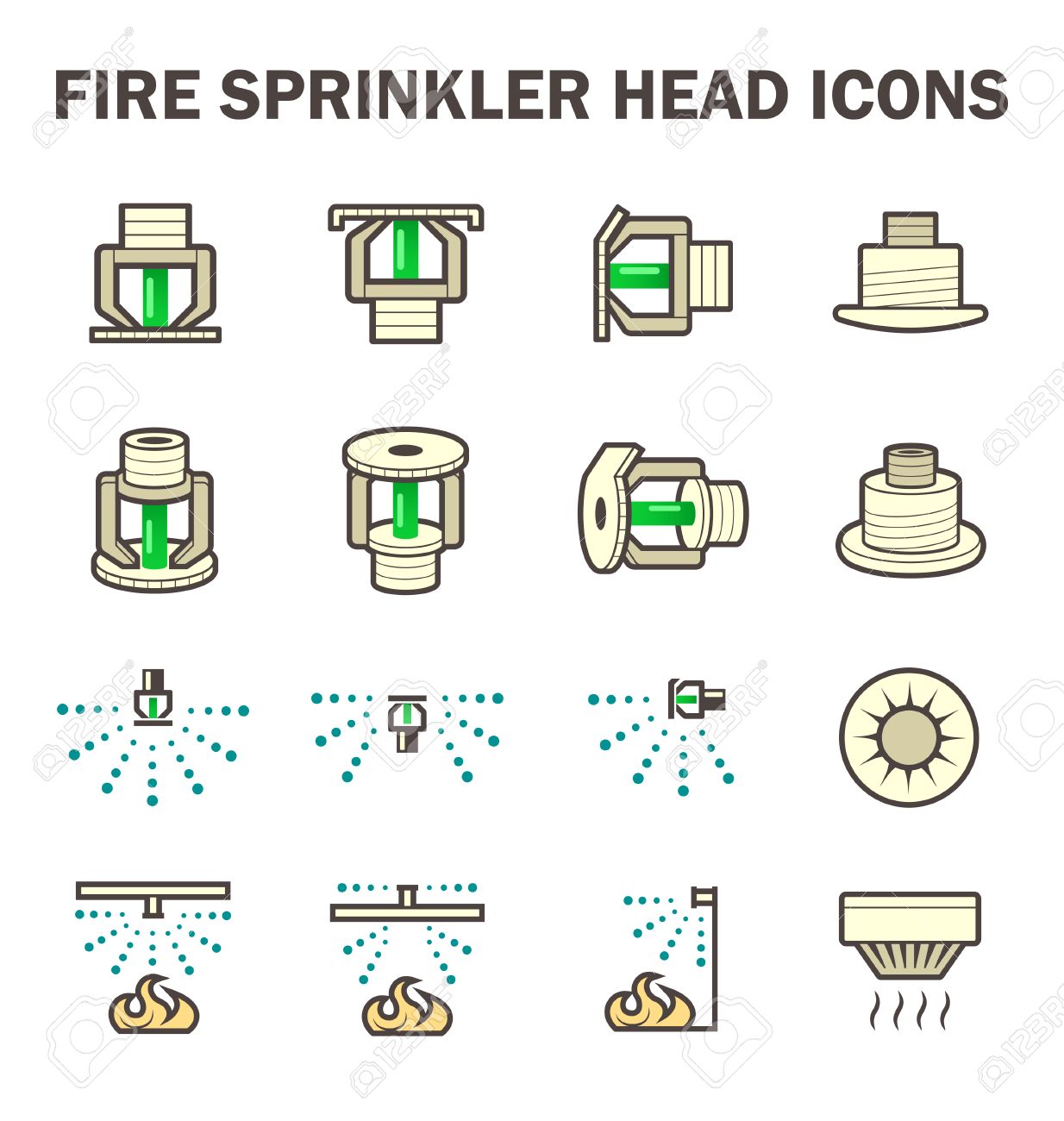 vector icon design of fire sprinkler system include fire sprinkler water sprinkler system design