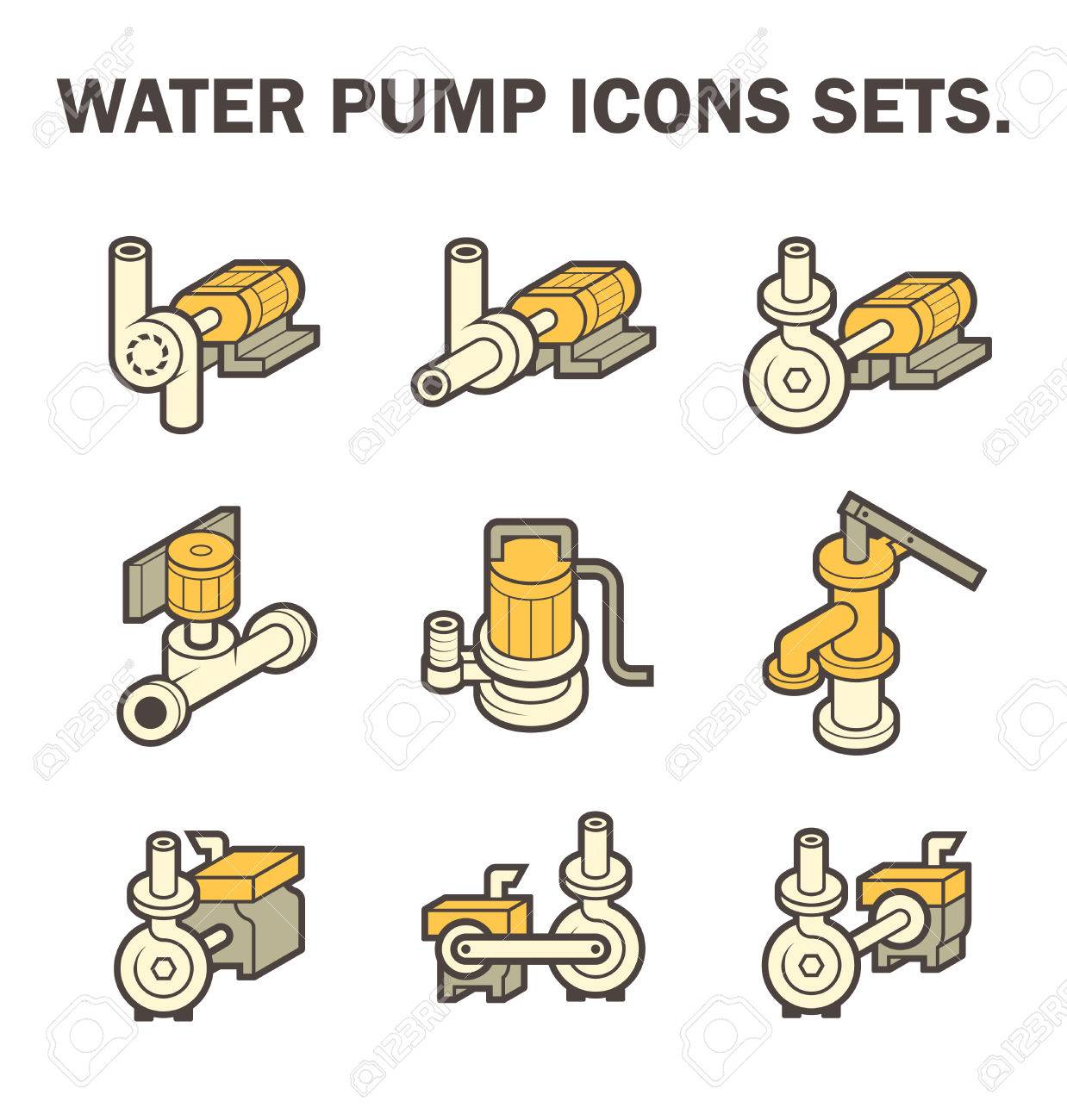 水ポンプ アイコンのベクター デザインの分離の白い背景を設定します のイラスト素材 ベクタ Image