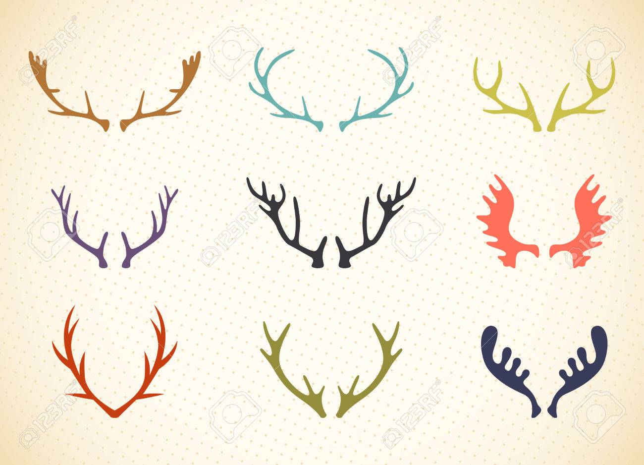reindeer antlers illustration in vector deer horns label set