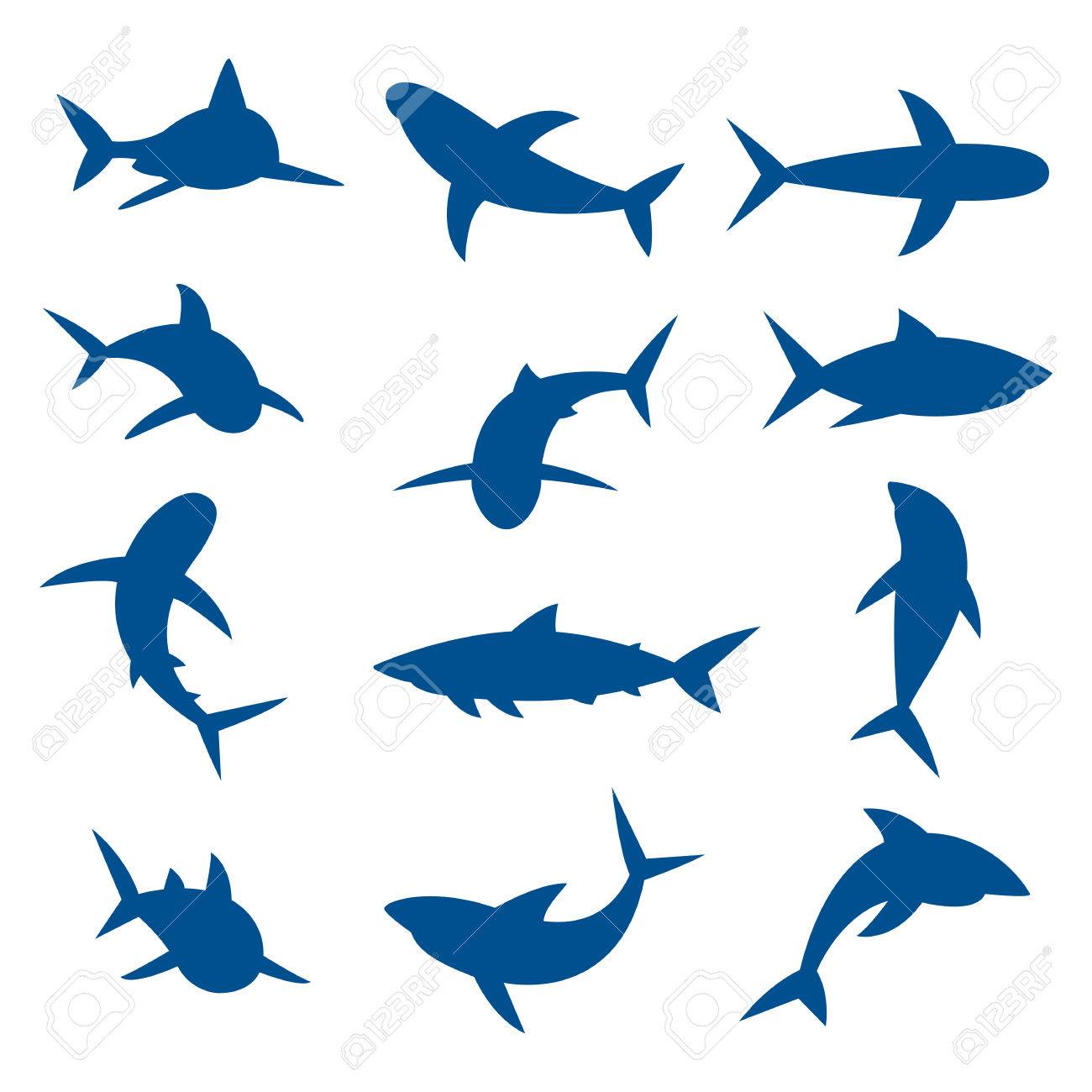 Set Von Grossen Haien Blauen Silhouetten Illustration Lizenzfrei Nutzbare Vektorgrafiken Clip Arts Illustrationen Image Set Von Grossen Haien Blauen Silhouetten Illustration Lizenzfrei Nutzbare Vektorgrafiken Clip Arts Illustrationen Image