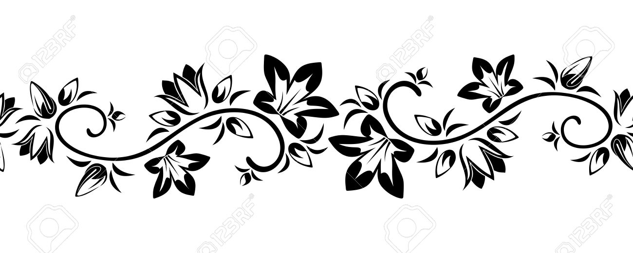 Horizontal seamless vignette with flowers Vector illustration