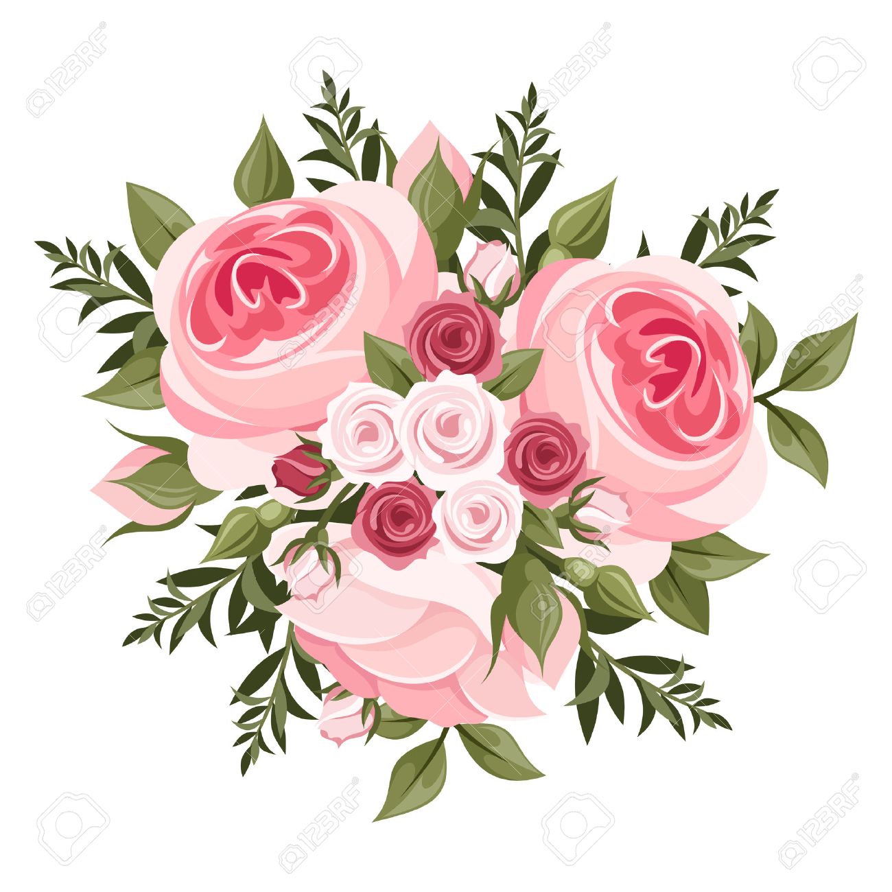 Pink Roses Bouquet Vector Illustration Royalty Free Cliparts Vectors And Stock Illustration Image