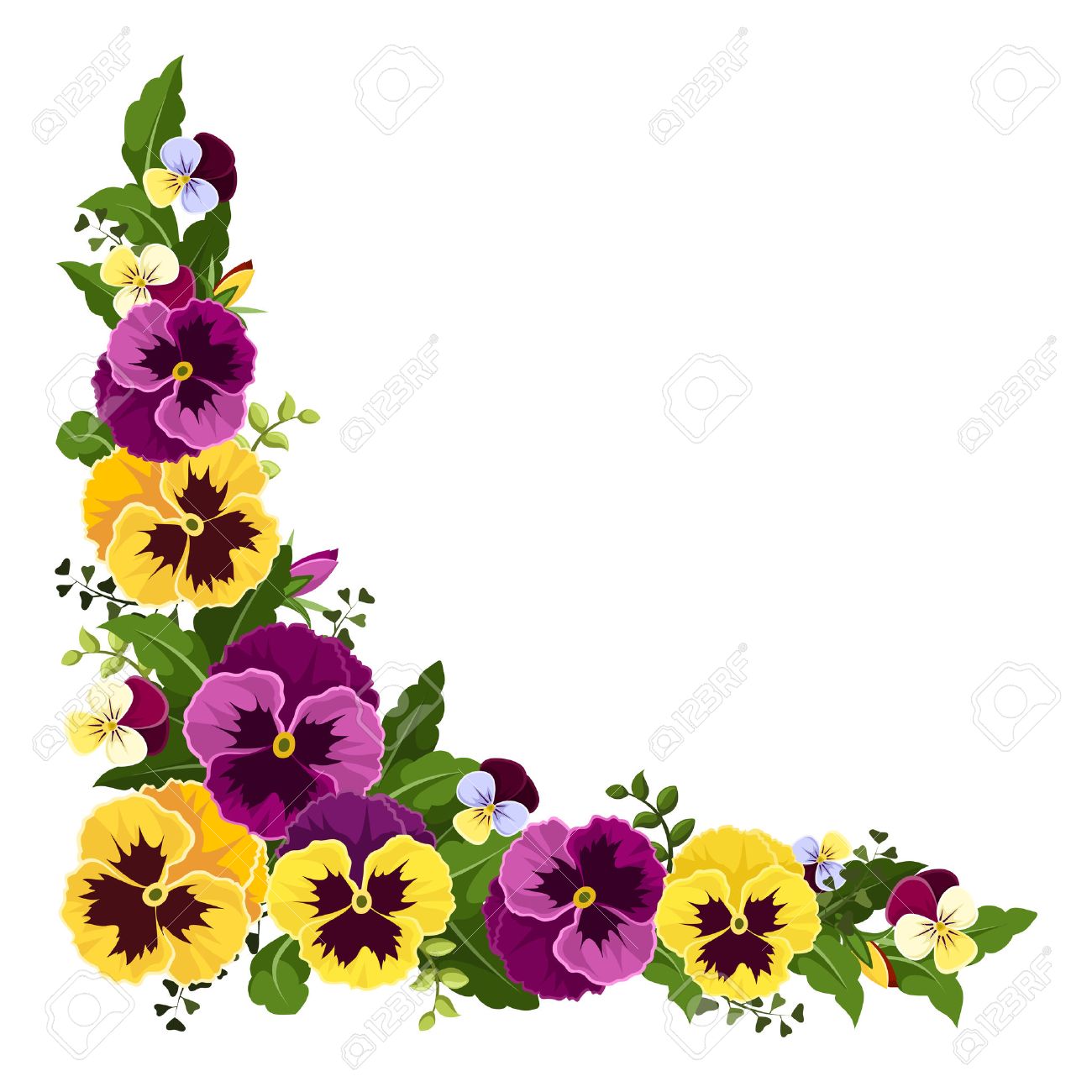 Corner background with pansy flowers - 28461431 Corner background with pansy flowers - 28461431
