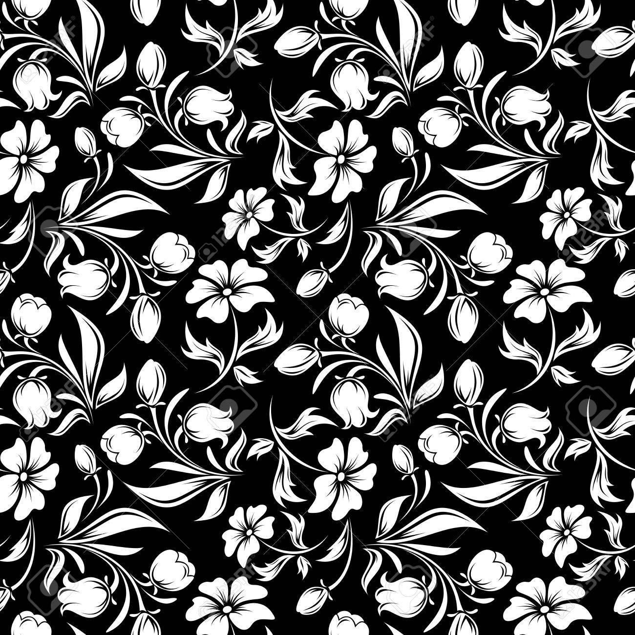 Seamless Black And White Floral Pattern Vector Illustration Royalty Free Cliparts Vectors And Stock Illustration Image